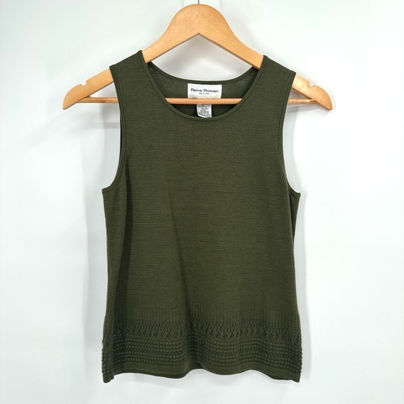Rena Rowan Tops - Vintage Rena Rowan Petite S Silk Tank Top Olive Green Quiet Luxury 90s Boho